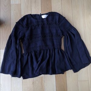 Woven and chiffon top